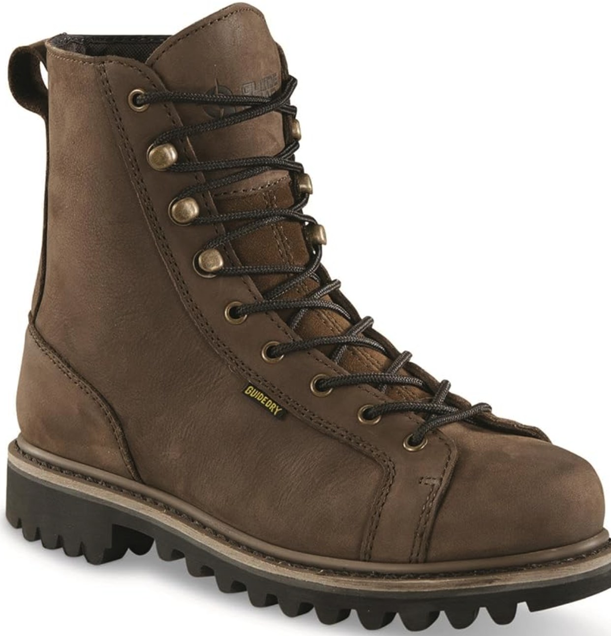 Guide Gear GuideDry brown waterproof leather lace-up hunting boot with lug sole